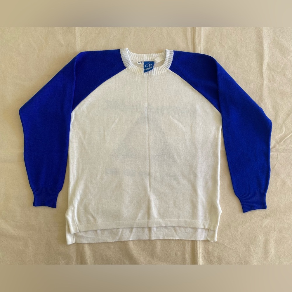Ocean Pacific OP Vintage Winter Surf North Shore Blue Crème Long Sleeve Medium - Picture 2 of 4